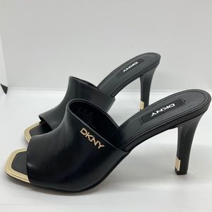 DKNY Women’s Bronx Black Leather Mule/Sandal/Heel- Size 7